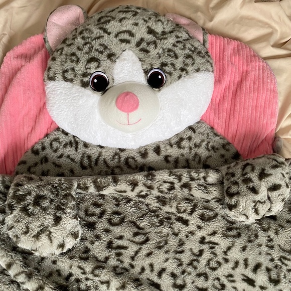 Hugfun Slumber Bag Leopard Kitty Cat Sleeping Bag Child Kids Pink Gray - Picture 3 of 16